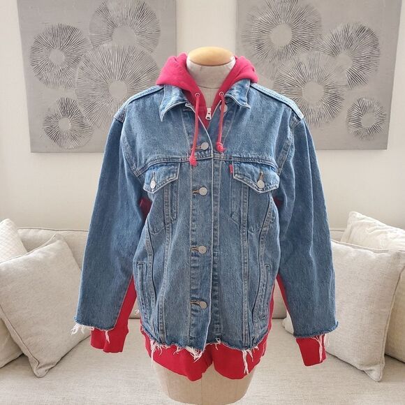 Levi's Ex-Boyfriend Hybrid Hooded Trucker Jacket sz Med - Picture 5 of 15